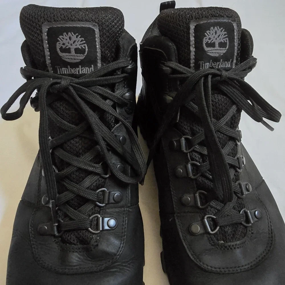 Timberland Mt Maddsen Mid Waterproof Black Leather Hiking Boots Mens 11.5 A2960‎